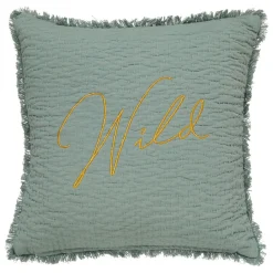Atmosphera, cru017dateur d'intu017drieur Coussin carré brodé (45 x 45 cm) Wild Vert céladon Online