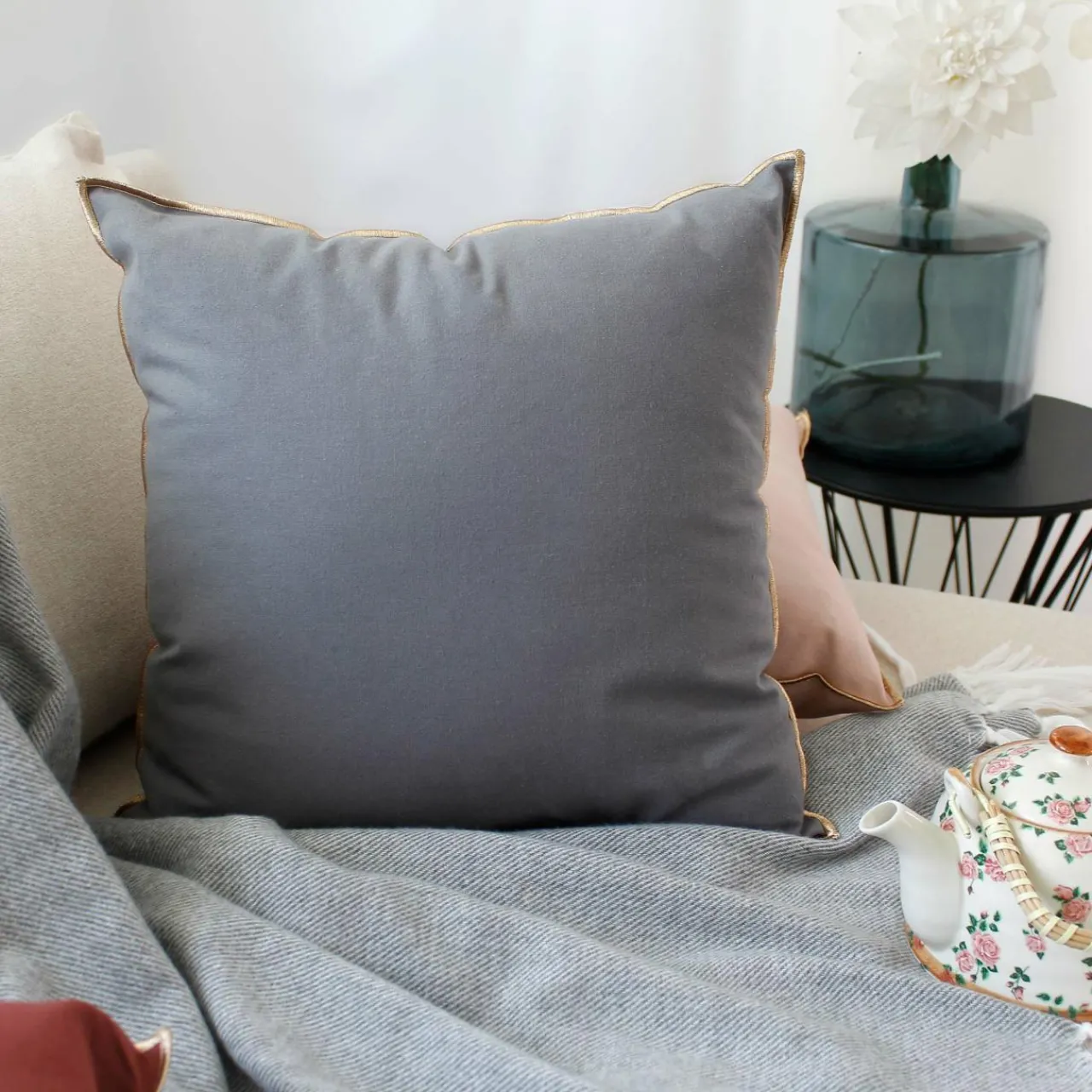 ENJOY HOME Coussin carré coton (40 cm) Harmony Gris Clearance