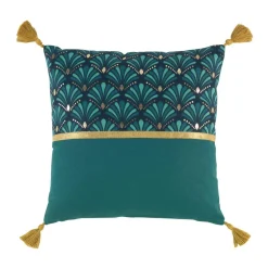 douceur d'intu017drieur Coussin carré coton (40 x 40 cm) Artchic Bleu Discount