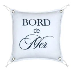 STOF Coussin carré coton (45 x 45 cm) Bordemer Blanc New