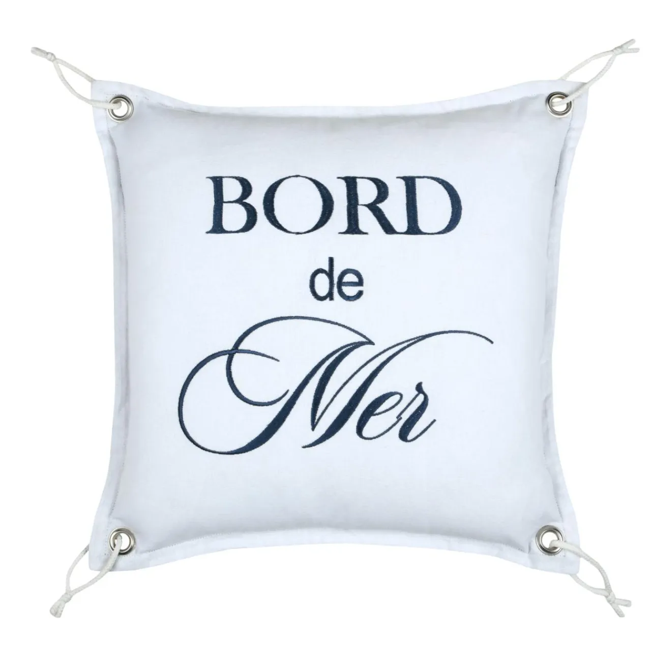 STOF Coussin carré coton (45 x 45 cm) Bordemer Blanc New