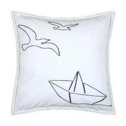 STOF Coussin carré coton (50 x 50 cm) Bordemer Blanc