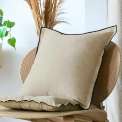STOF Coussin carré coton (45 x 45 cm) Helios Ecru