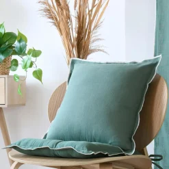 STOF Coussin carré coton (45 x 45 cm) Helios Vert Hot