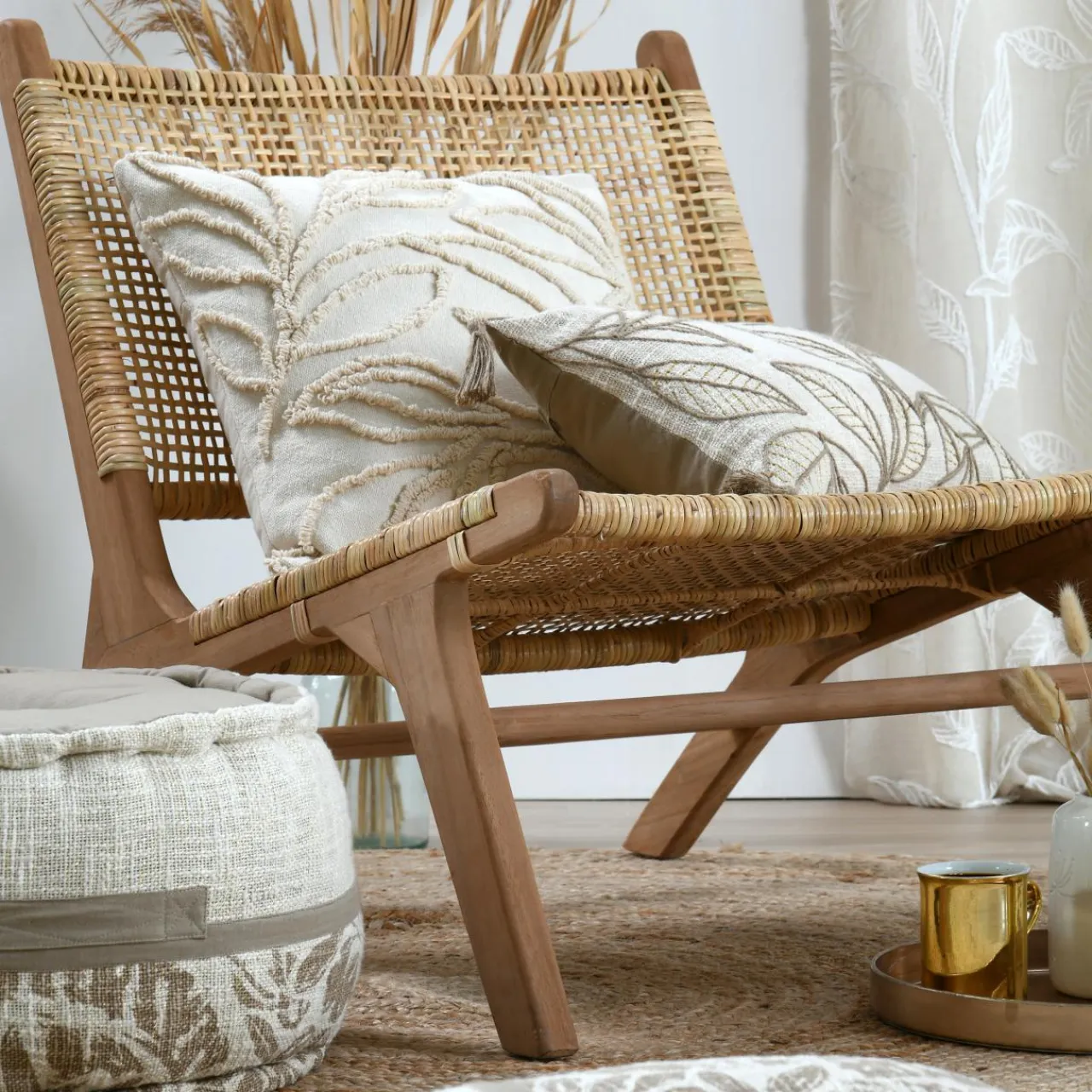 STOF Coussin carré coton (40 x 40 cm) Hemera Beige Naturel Outlet