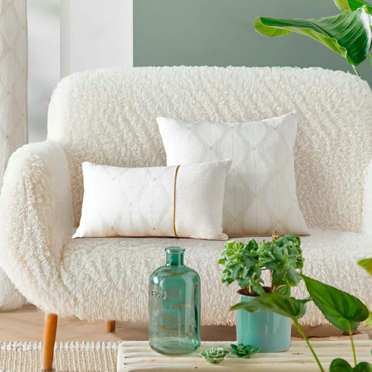 douceur d'intu017drieur Coussin carré coton (45 x 45 cm) Maho Blanc Best