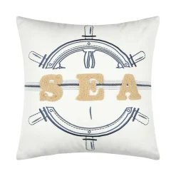 STOF Coussin carré coton (45 x 45 cm) Maritime Bleu marine New