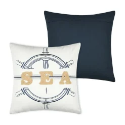 STOF Coussin carré coton (45 x 45 cm) Maritime Bleu marine New
