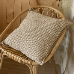 EMINZA Coussin carré coton (50 x 50 cm) Marius Marron Outlet