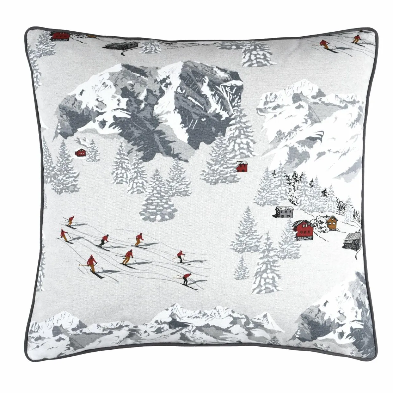 LOVELY CASA Coussin carré coton (50 x 50 cm) Meribel Gris