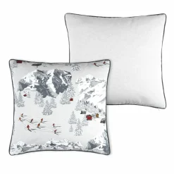 LOVELY CASA Coussin carré coton (50 x 50 cm) Meribel Gris