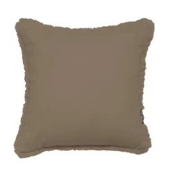 EMINZA Coussin carré coton (45 x 45 cm) Pixel franges Taupe Hot