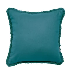 EMINZA Coussin carré coton (45 x 45 cm) Pixel franges Bleu canard Sale