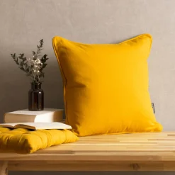 EMINZA Coussin carré coton (40 x 40 cm) Pixel Jaune moutarde