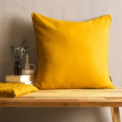 EMINZA Coussin carré coton (60 x 60 cm) Pixel Jaune moutarde Discount