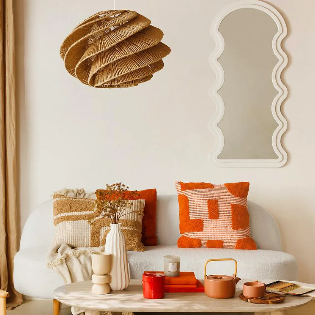 Atmosphera, cru017dateur d'intu017drieur Coussin carré coton (50 x 50 cm) Poppy Orange Sale