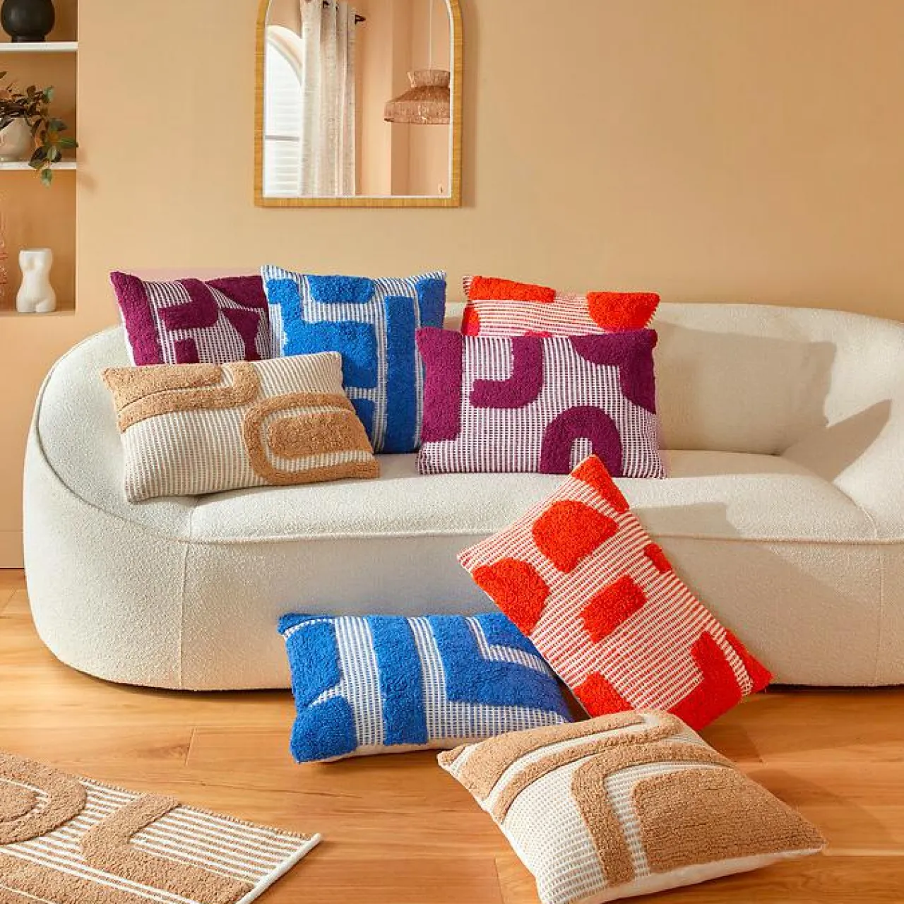 Atmosphera, cru017dateur d'intu017drieur Coussin carré coton (50 x 50 cm) Poppy Violet Online