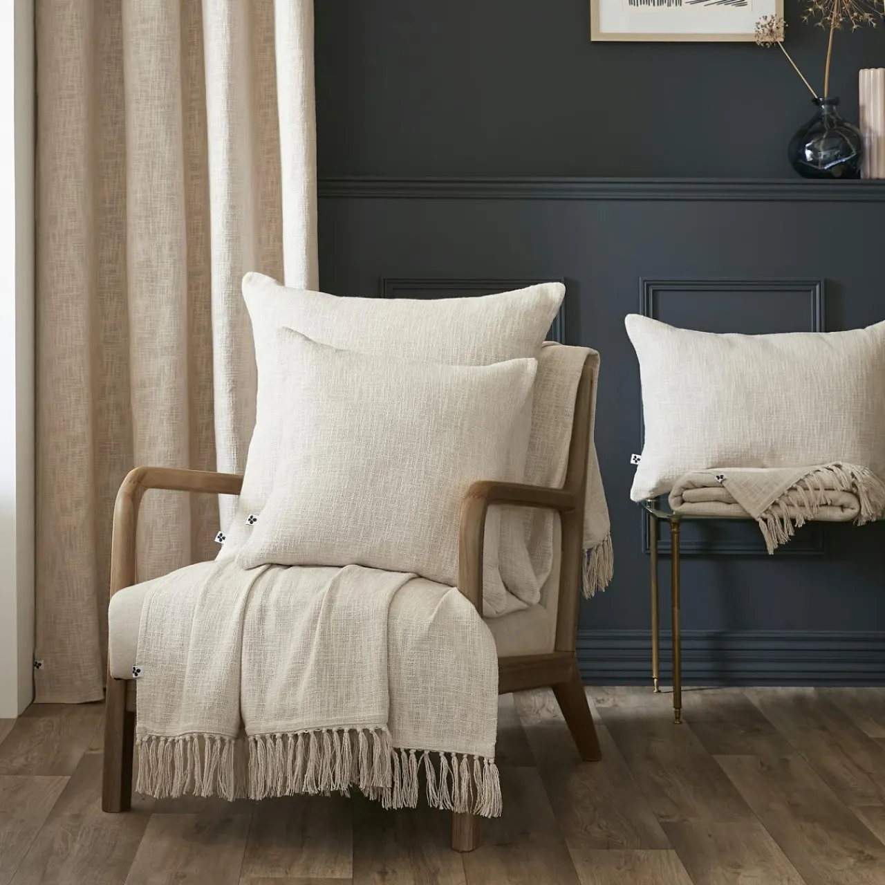 L'EFFET PAPILLON Coussin carré coton (45 x 45 cm) Sixtine Beige Discount