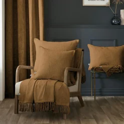 L'EFFET PAPILLON Coussin carré coton (60 x 60 cm) Sixtine Camel Clearance