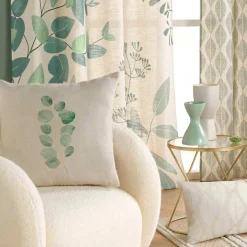 douceur d'intu017drieur Coussin carré effet lin (45 x 45 cm) Eucalys Vert Sale