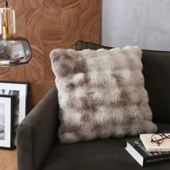 EMINZA Coussin carré fausse fourrure (50 x 50 cm) Toronto Taupe Hot