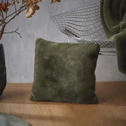 EMINZA Coussin carré fausse fourrure (45 x 45 cm) Finn Vert kaki New