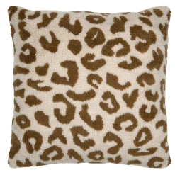 STOF Coussin carré fausse fourrure léopard (45 x 45 cm) Fauves Beige Clearance