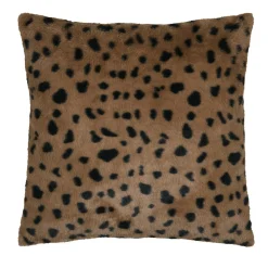 STOF Coussin carré fausse fourrure panthère (45 x 45 cm) Fauves Chocolat Hot