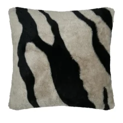 STOF Coussin carré fausse fourrure zébre (45 x 45 cm) Fauves Taupe Hot