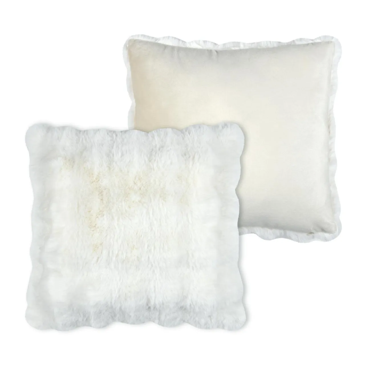 STOF Coussin carré fausse fourrure (45 x 45 cm) Nebraska Ecru New