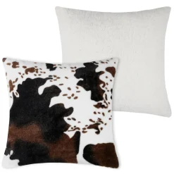 LOVELY CASA Coussin carré fausse fourrure (45 x 45 cm) Vache Brun Marron Sale