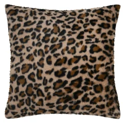 STOF Coussin carré fausse fourrure léopard (45 x 45 cm) Fauves Camel Discount