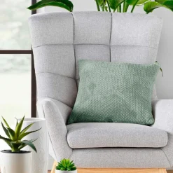 douceur d'intu017drieur Coussin carré flanelle relief (45 x 45 cm) Flanela Vert kaki Clearance