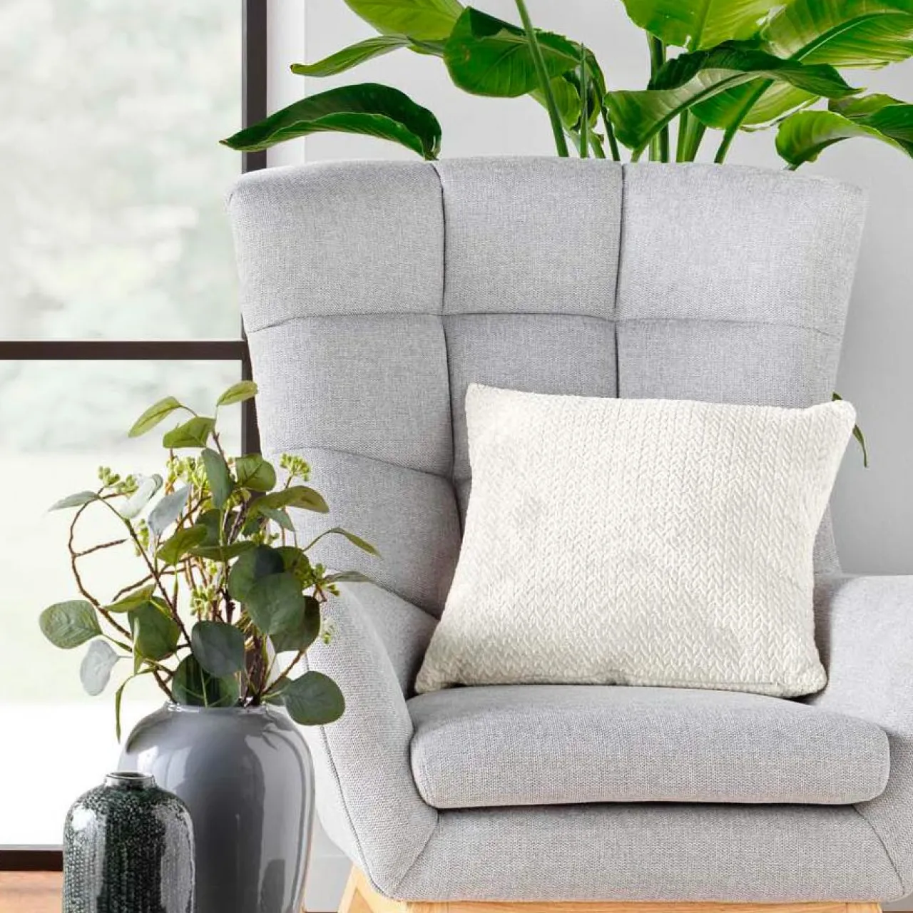 douceur d'intu017drieur Coussin carré flanelle relief (45 x 45 cm) Flanela Écru Ecru Best