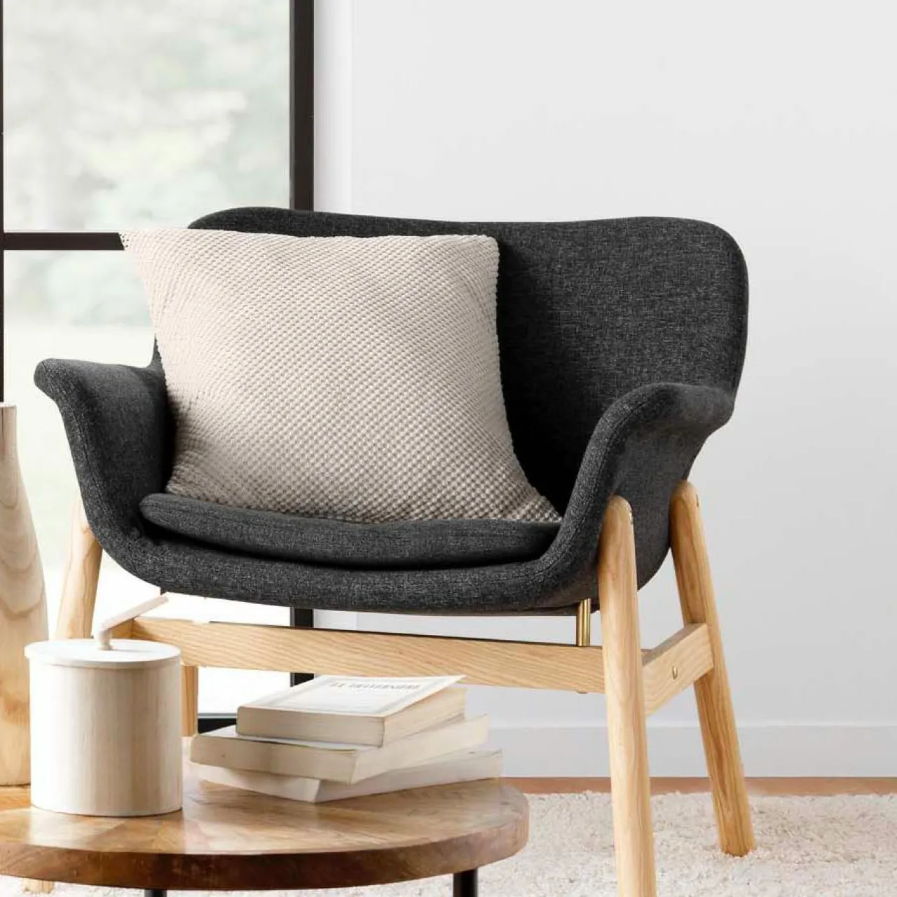 douceur d'intu017drieur Coussin carré flanelle relief (45 x 45 cm) Java Ecru Best