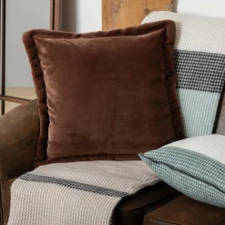 Atmosphera, cru017dateur d'intu017drieur Coussin carré flanelle (53 x 53 cm) Cuddly Marron New