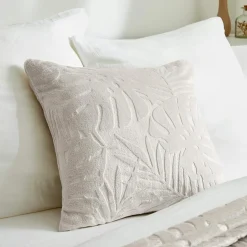 EMINZA Coussin carré flanelle (45 x 45 cm) Flore Ecru Discount