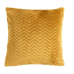 EMINZA Coussin carré flanelle (45 x 45 cm) Zag Jaune moutarde New