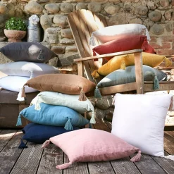 EMINZA Coussin carré gaze de coton (40 x 40 cm) Gaïa Vert Eucalyptus Clearance