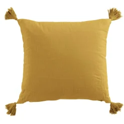 EMINZA Coussin carré gaze de coton (40 x 40 cm) Gaïa Jaune safran Discount