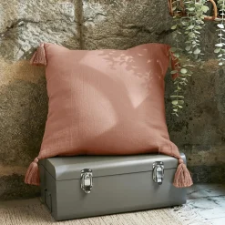 EMINZA Coussin carré gaze de coton (40 x 40 cm) Gaïa Rose Pêche Discount