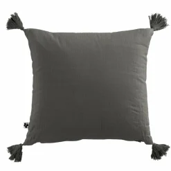 EMINZA Coussin carré gaze de coton (40 x 40 cm) Gaïa Gris granit Gris foncé