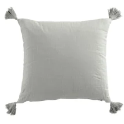 EMINZA Coussin carré gaze de coton (40 x 40 cm) Gaïa Gris nuage Gris clair New