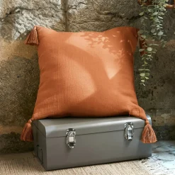 EMINZA Coussin carré gaze de coton (40 x 40 cm) Gaïa Abricot New