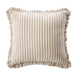 EMINZA Coussin carré gaze de coton (45 x 45 cm) Gaïa rayures Ficelle Rayure Ficelle New