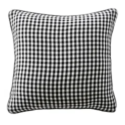 EMINZA Coussin carré gaze de coton (45 x 45 cm) Gaïa vichy Noir New