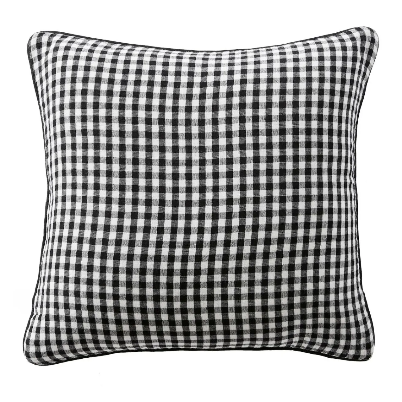 EMINZA Coussin carré gaze de coton (45 x 45 cm) Gaïa vichy Noir New