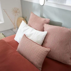 EMINZA Coussin carré gaze de coton (45 x 45 cm) Gaïa vichy Terracotta