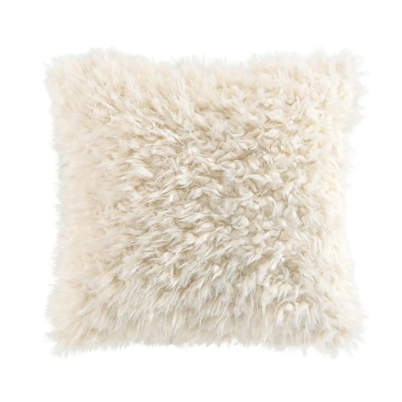 douceur d'intu017drieur Coussin carré imitation fourrure (45 x 45 cm) Mouton Ecru Clearance