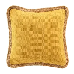 DOUCEUR D'INTERIEUR Coussin carré jute et coton (45 x 45 cm) Akina Jaune ocre Hot